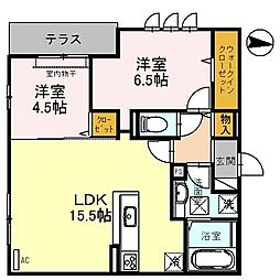 メゾンドール北野田 2LDKの間取図画像