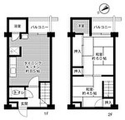 ビレッジハウス加賀田2号棟 2LDKの間取図画像