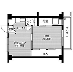 ビレッジハウス木戸5号棟 1DKの間取図画像