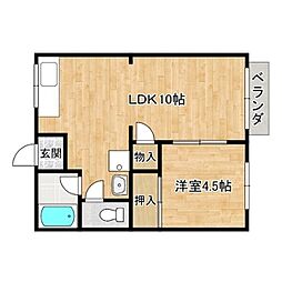 阪口ハイツ 1LDKの間取図画像