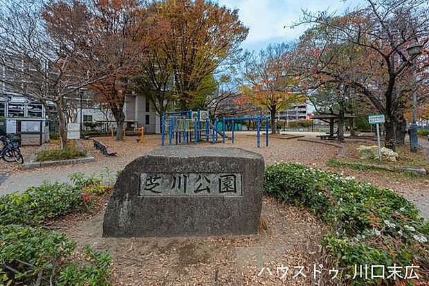 芝川公園 元郷1丁目にある芝川沿いのちょっとした憩いの公園。桜並木が美しく、春にはトンネルのような景観に。グラウンドや遊具もあり、子どもの遊び場＆散歩にぴったりです。 1410m