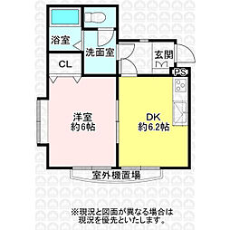 セザール第二東所沢 1DKの間取図画像