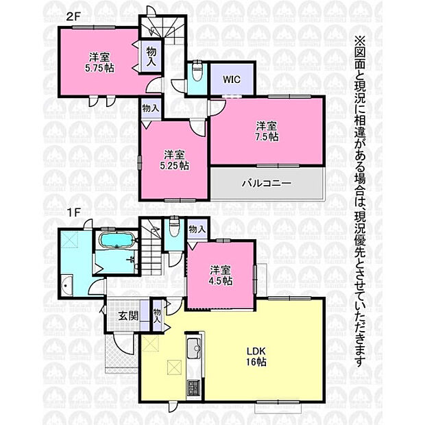 4ＬＤＫの間取りです。各部屋に収納があります。