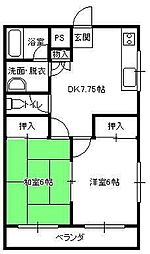 パレドールおおの 2DKの間取図画像