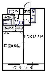 ミハラ・ビル 1LDKの間取図画像