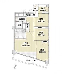 サンビューハイツ四番町 2LDKの間取図画像