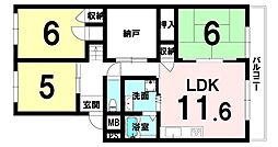 浜寺ガーデンハイムE棟 3SLDKの間取図画像