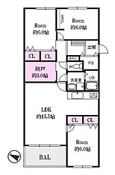 アステム芦屋2-1住棟 3LDKの間取図画像