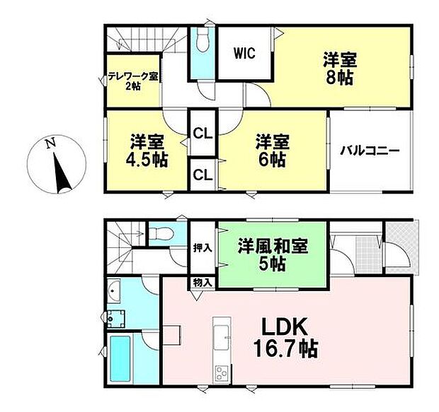【2号棟】敷地面積:121.59m2 延床面積:98.01m2