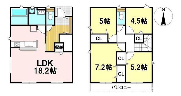 【1号棟】敷地面積：122.34m2　建物面積：94.76m2