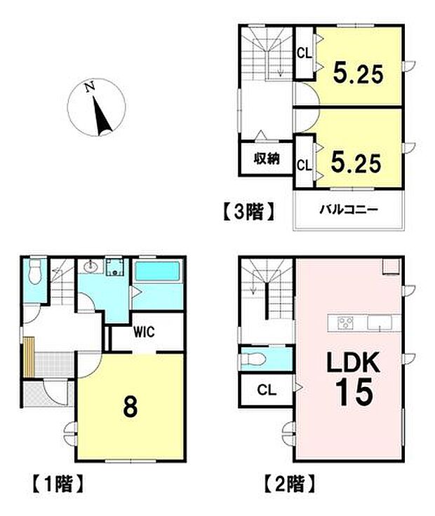 【間取り図】敷地面積:74.24m2(セットバック面積 1.27m2) 建物面積:95.22m2