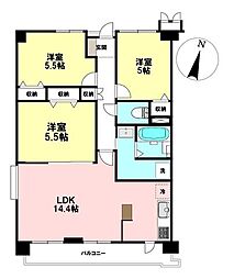 エトワール河原町 3LDKの間取図画像