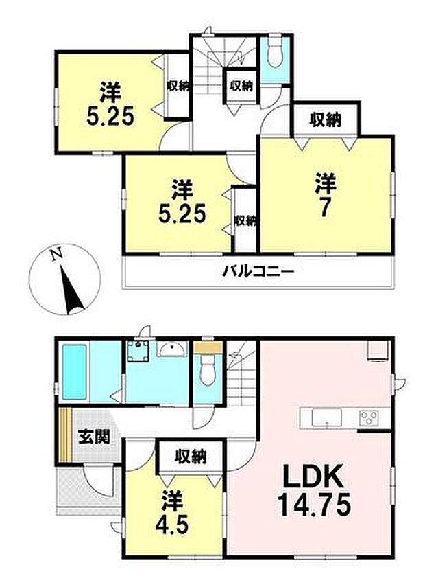 。*B号棟*。 敷地面積:113.04m2(34.19坪) 建物面積:90.25m2(27.30坪)