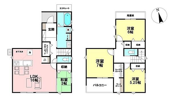 【1号棟】敷地面積:131.58m2(39.80坪) 建物面積:103.92m2(31.43坪)※インナーバルコニー2.9m2含む これ便利!とおもう収納がいたるところに設けられています♪