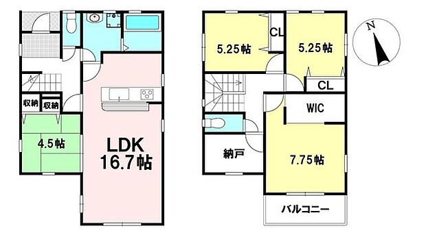 【2号棟】敷地面積：132.62m2　建物面積：107.64m2