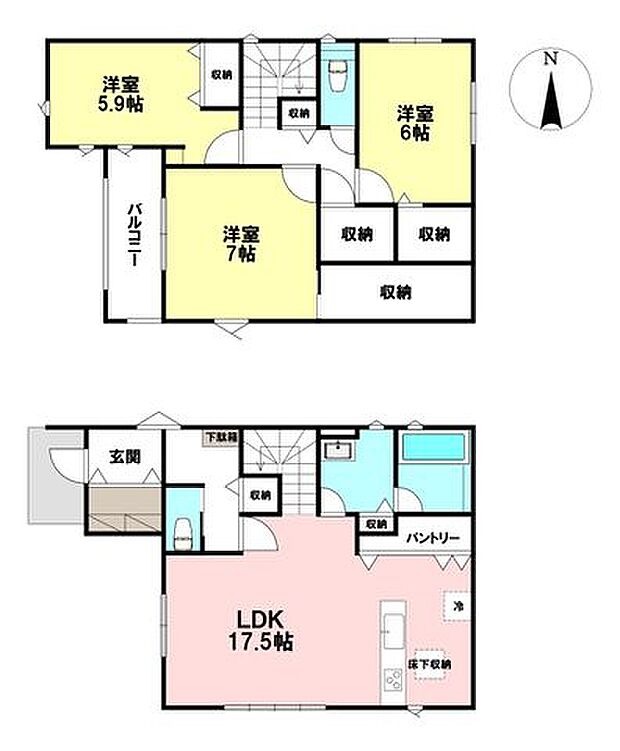 【間取り：3LDK、土地面積：113.34m2、建物面積：106.82m2】