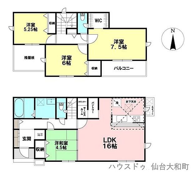 【間取り:4LDK、土地面積:166.12m2、建物面積:100.19m2】