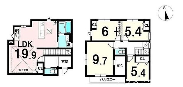 【1号棟】敷地面積:122.45m2(約37.04坪) 建物面積:103.77m2(約31.39坪)