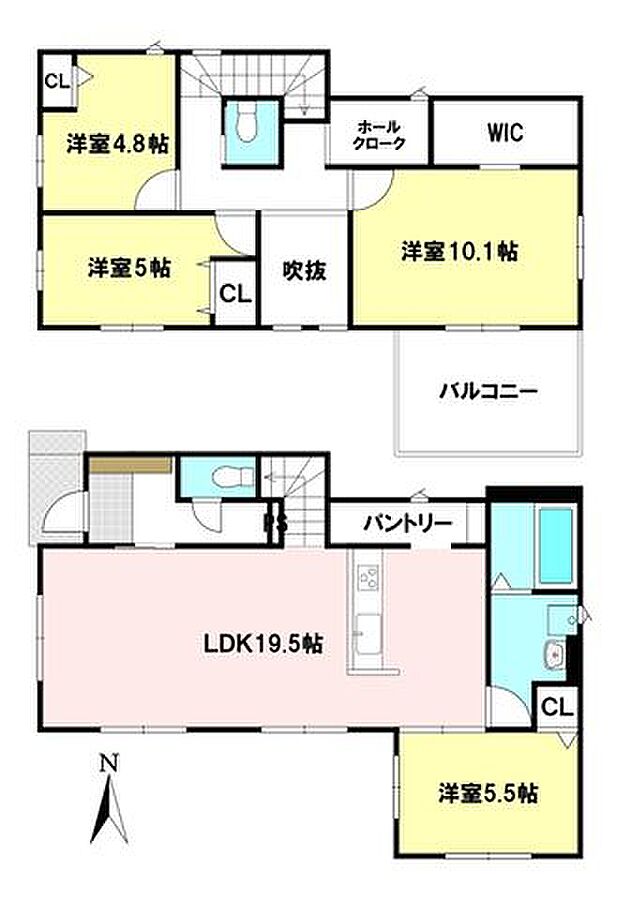 【1号棟】敷地面積:174.85m2(約52.89坪) 建物面積:107.43m2(約32.49坪)