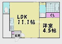 N-MAISON和歌浦南 1LDKの間取図画像