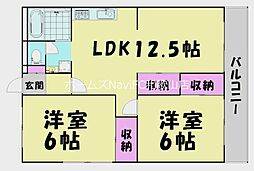 レジデンス粟 2LDKの間取図画像
