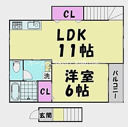 TJ水尻 1LDKの間取図画像
