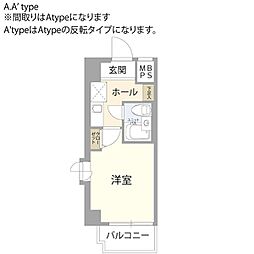 エスリード塚本第2 1Kの間取図画像