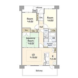 エスリード宇治広野 3LDKの間取図画像