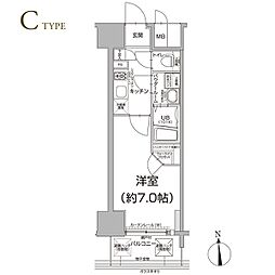 エスリード心斎橋ラグジェ 1Kの間取図画像