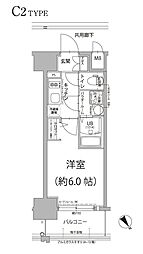 エスリード大阪プライムゲート 1Kの間取図画像