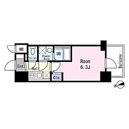 エスリード大阪NEXUS 1Kの間取図画像