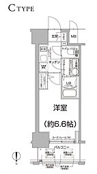 エスリード大阪上本町グリーズ 1Kの間取図画像