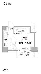 エスリード江坂セントラム 1Kの間取図画像