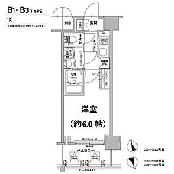 エスリード大阪LIVRE 1Kの間取図画像