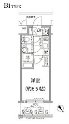 エスリード大阪プライムゲート 1Kの間取図画像