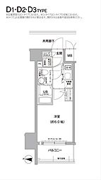 エスリード大阪梅田リュクス 1Kの間取図画像