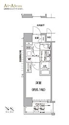 エスリード神戸兵庫駅マリーナスクエア 1Kの間取図画像