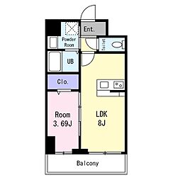 GRAN PASEO 江坂 1LDKの間取図画像