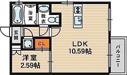 ドリームネオポリス桜ノ宮 1LDKの間取図画像