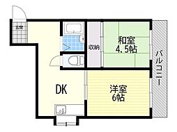 マンション有紀 2DKの間取図画像