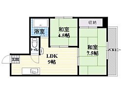 田中マンション 2LDKの間取図画像