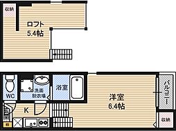 フラン 1Kの間取図画像