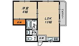 東洋プラザしろきた 1LDKの間取図画像