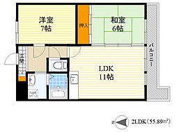 ベルメゾンウォラートス 2LDKの間取図画像