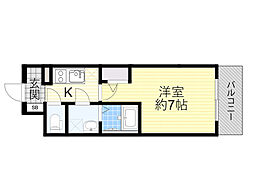 エスリード京橋グランテラス 1Kの間取図画像