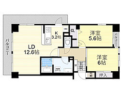 ロイヤルハイツ今福鶴見駅 2LDKの間取図画像