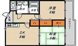 サンパレス 2LDKの間取図画像
