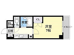 プレステージ桜の宮 1Kの間取図画像