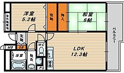 リージェンシー放出 2LDKの間取図画像