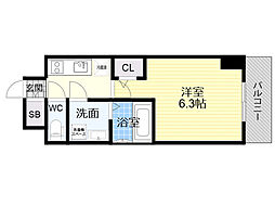 エスリード大阪城KROG 1Kの間取図画像